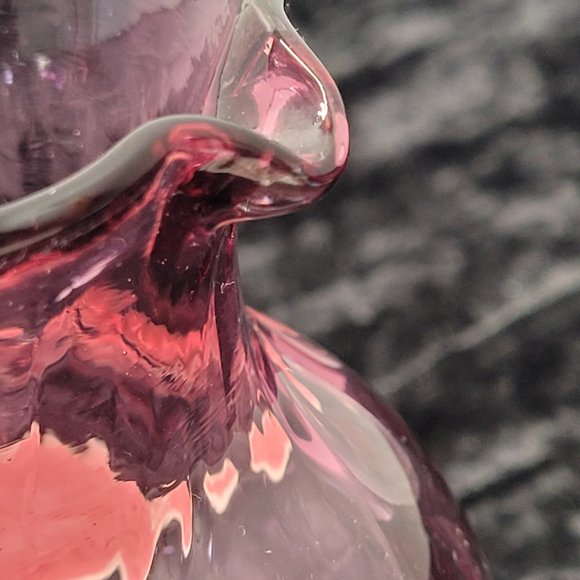 Pilgrim Cranberry Optic Glass Pitcher 3 1/2" - Picture 11 of 15